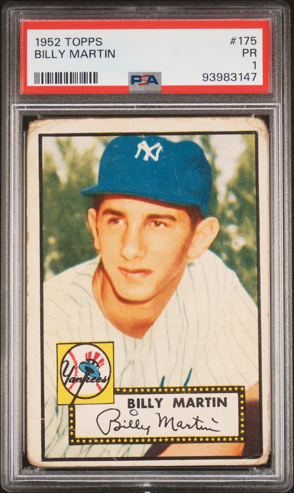 1952 Topps Billy Martin PSA 1 New York Yankees #175 Baseball Card