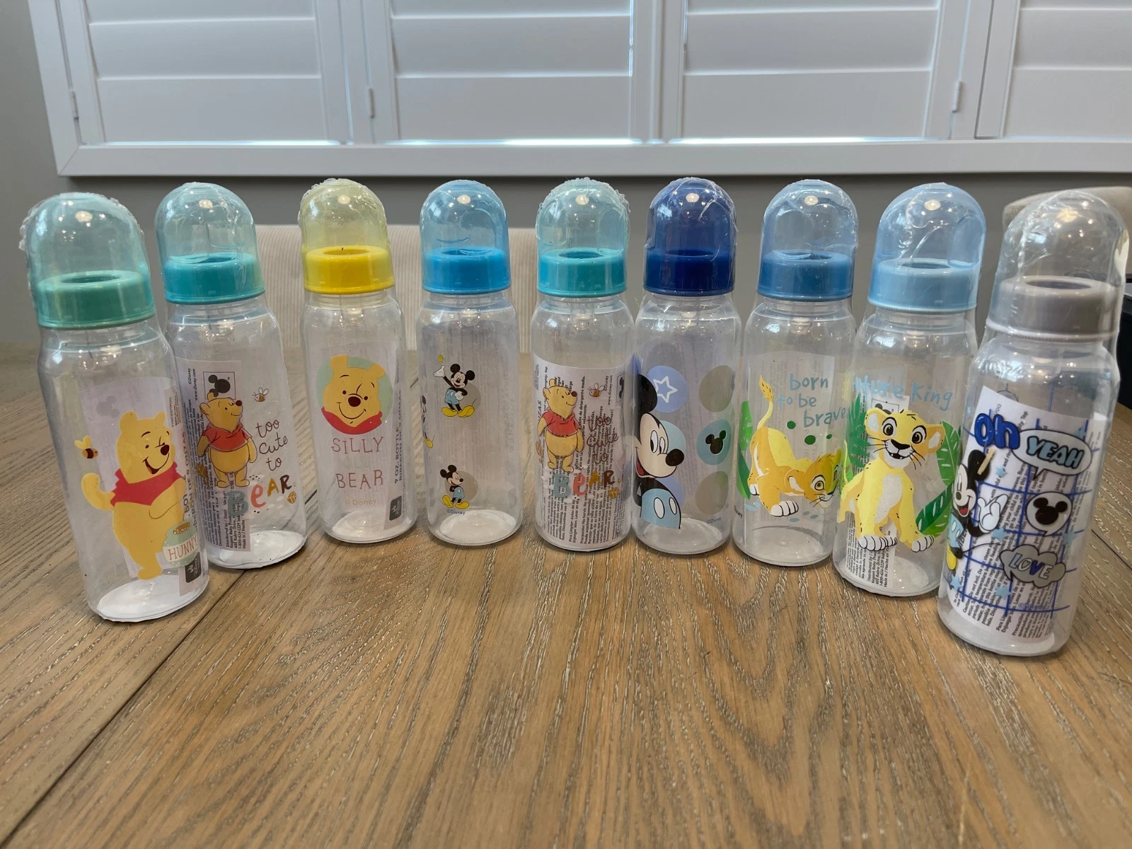 NEW lot of 9 DISNEY Mickey Lion King WINNIE THE POOH 9 oz BPA FREE bottles