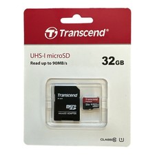 Transcend 32GB Class 10 UHS-I MicroSD 90MB/s U1 w/Adapter Memory Card TS32GUSDU1
