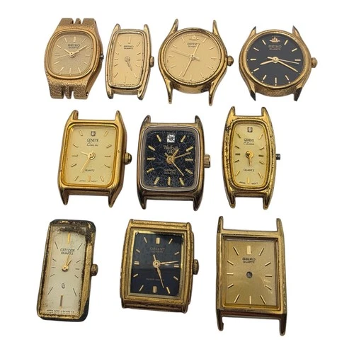 Vintage Watch Lot Seiko Citizen Orient Geneva Black Hills Quartz Repair Or Parts