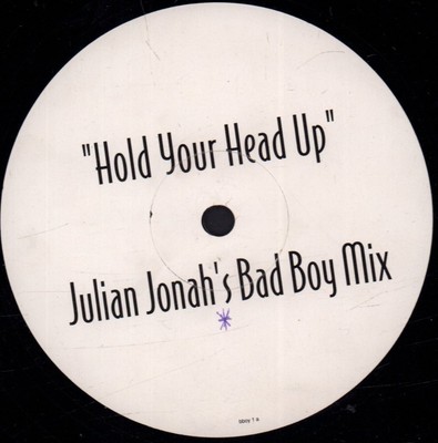 BOOOM! HOLD YOUR HEAD UP 12'' VINYL 2 track promo in die cut black card outer sle