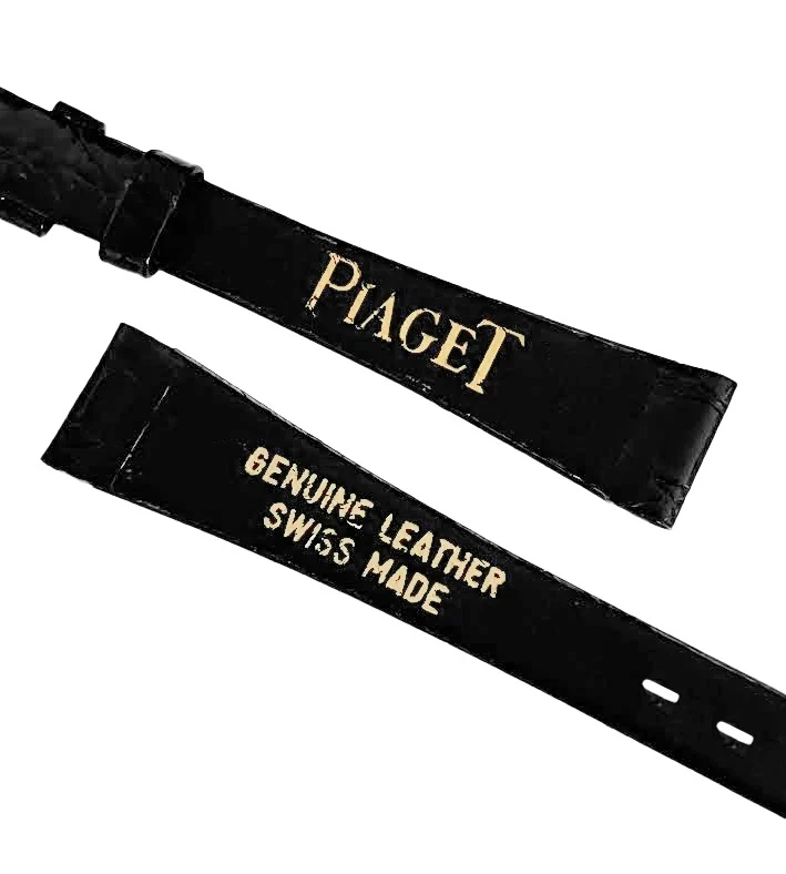 Correa de reloj Piaget vintage hecha en Suiza cuero genuino 12 mm negra Foto 2 de 4