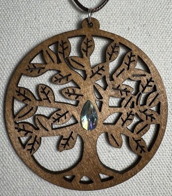 Boho Tree Of Life Round Wood Pendant On Cord Necklace By 927 Designs