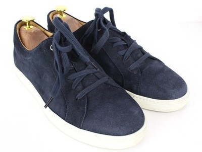 SUITSUPPLY Herren Sneaker EU40 Marine Blau Wildleder Kalbsleder Low-Top Klassiker *
