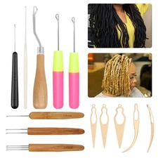 13PCS Dreadlock Hooks Needles Crochet Set for Hair Braiding Wig Extensions Locs