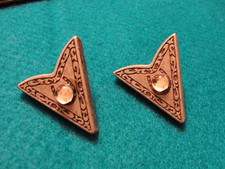 Vintage Silver Tone Collar Tips Cuffs Horseshoe Embossed Faux Moon Stone Corners