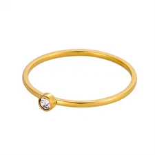Waterproof gold plated stainless steel CZ Birthstone Ring April