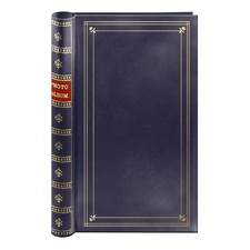 Spiral Bound Photo Album 300 Bi-Directional Memo Pockets Hold 4x6 Photos, Navy