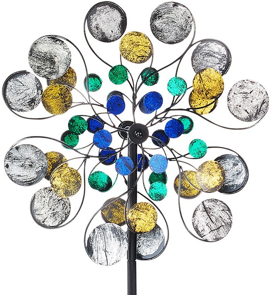 Windrad Dekostecker Windspiel WindmüHle Gartenstecker Dots Mehrfarbig Aus Metall-image