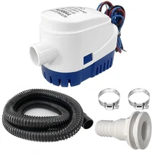 1100 GPH 12V Automatic Bilge Pump Kit with 6 FT Hose & Clamps