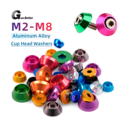 GOOBETTER M2 M2.5 M3 M4 M5 M6 M8 Colours Load Spreading Cone Washers Anodised Aluminium