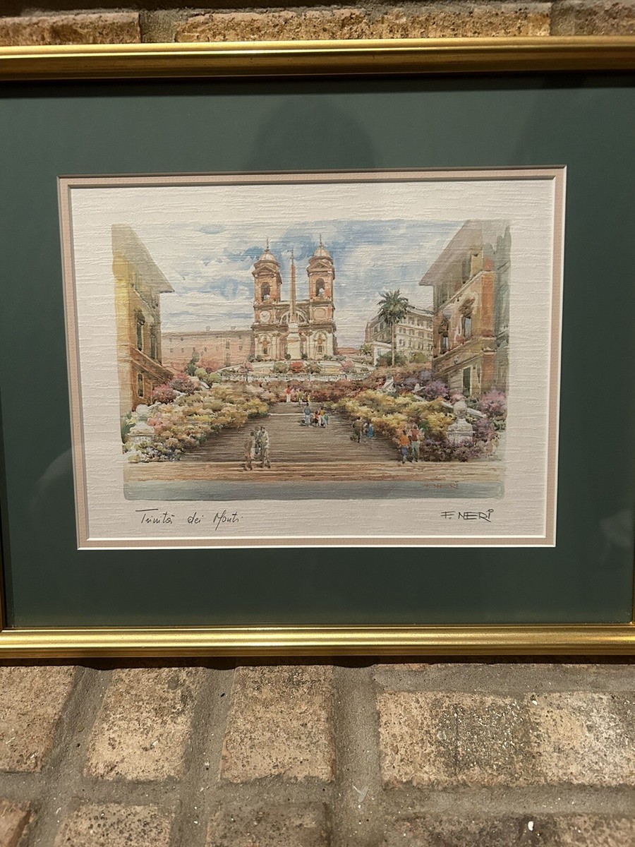 VINTAGE F. NERI ITALIAN ART PRINT ~ MATTED & FRAMED ~ TRINITÀ dei