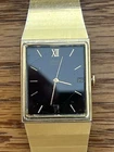 Vintage SEIKO Unisex Tank Watch 2A32 5059 Gold and Black Rectangle Date - Runs