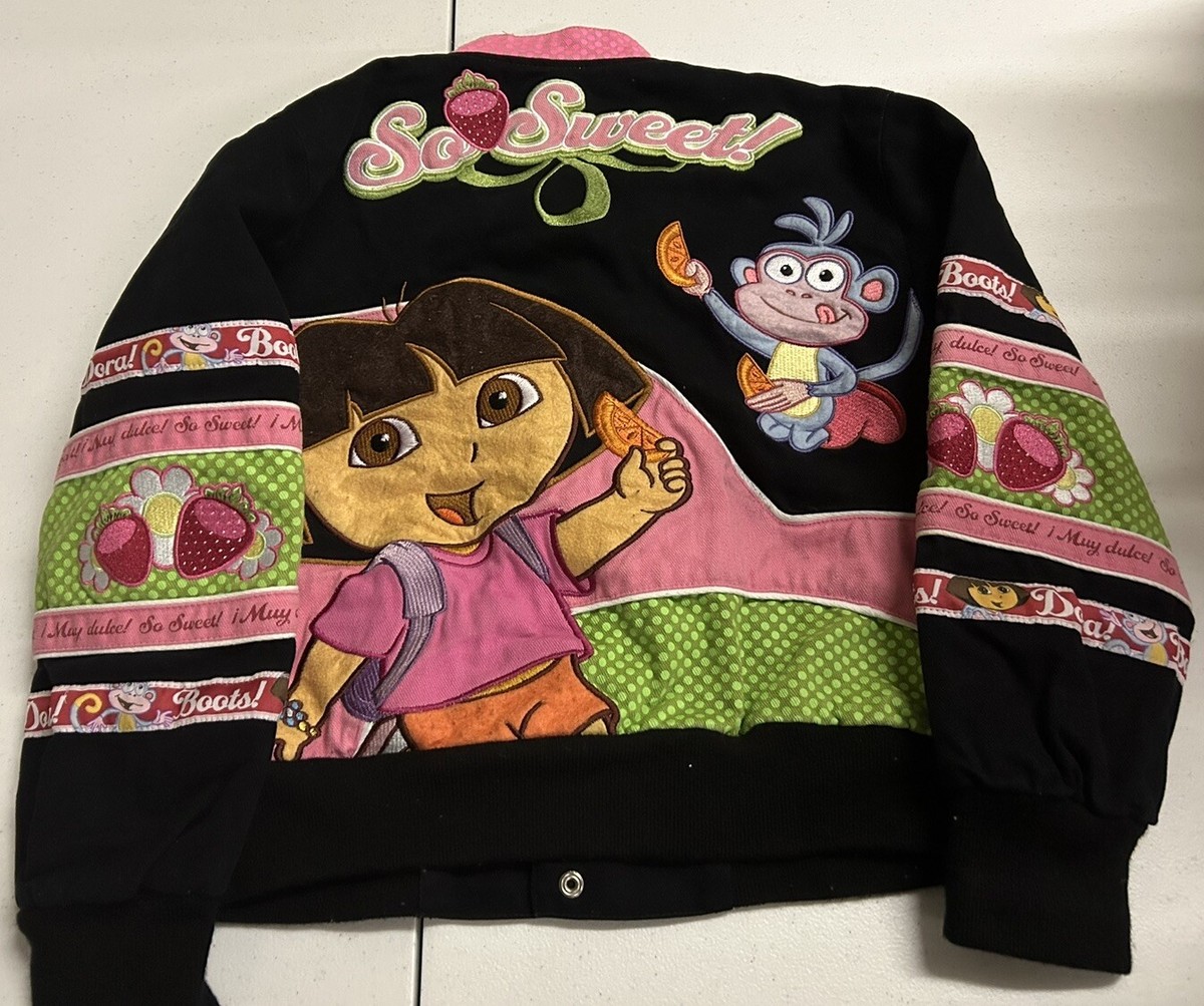 Dora the Explorer Bomber Jacket JH Design Girl's Size Medium 7-8 M