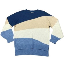 Khost Jumper Size UK 12 Multi Stripe Knit Oatmeal Womens Round Neck Pullover