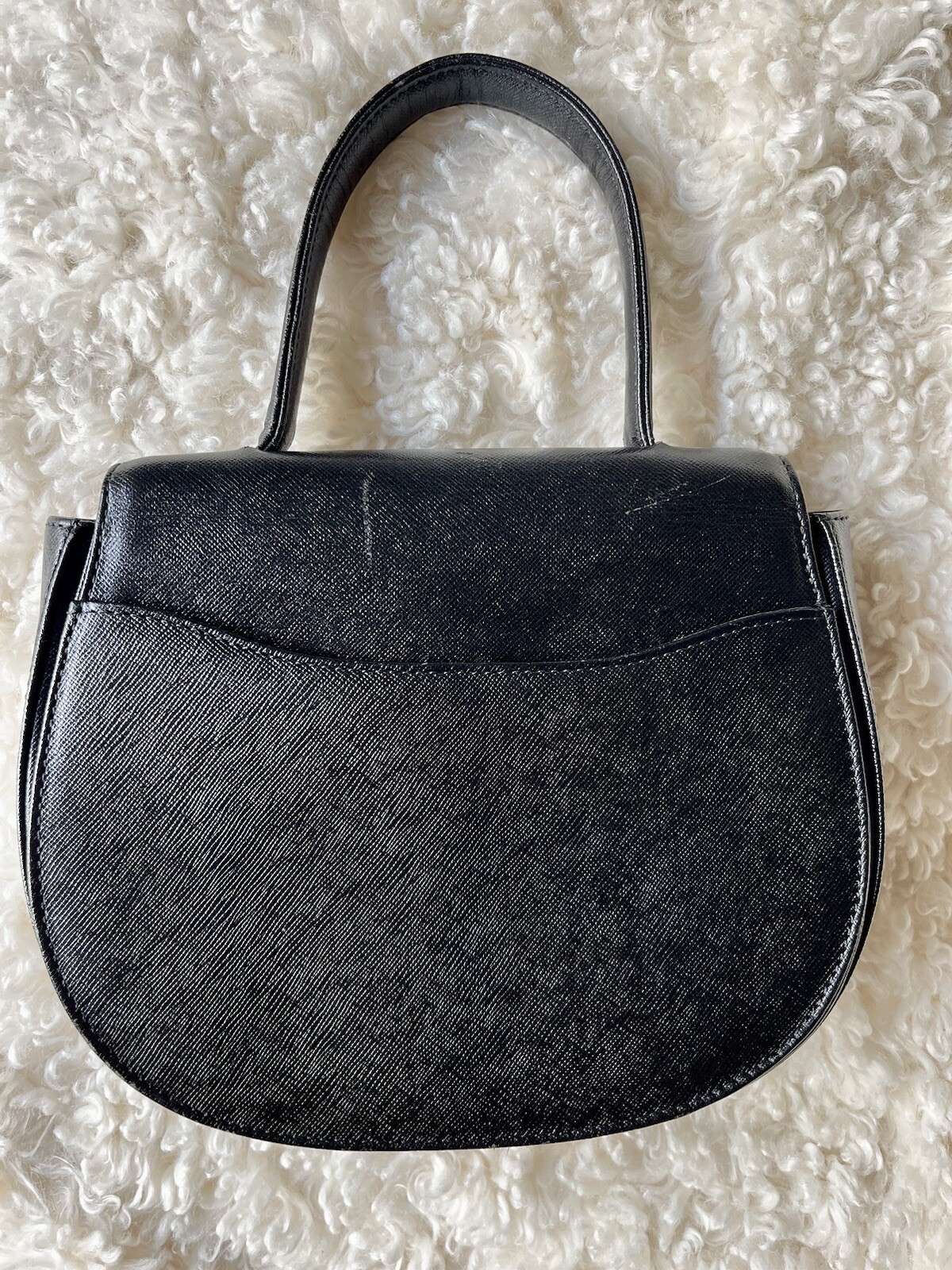 Courrèges leather camera bag / vintage 1960s dark blue COURREGES cross-  body purse