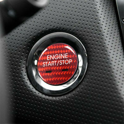 Red Carbon Fiber Engine Start Stop Button Cover For Cadillac CT6 XT5 2016-2018