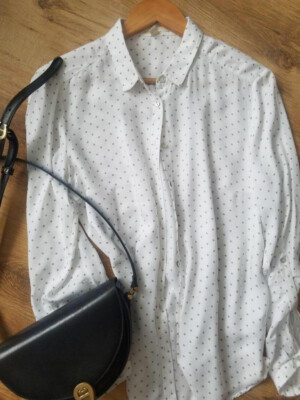 White blouse shirt polka dot for women long sleeves Esprit size M