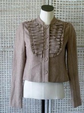 Tabitha~anthropologie~heather Brown Wool Romantic Ruffle Front Blazer Jacket~4~s