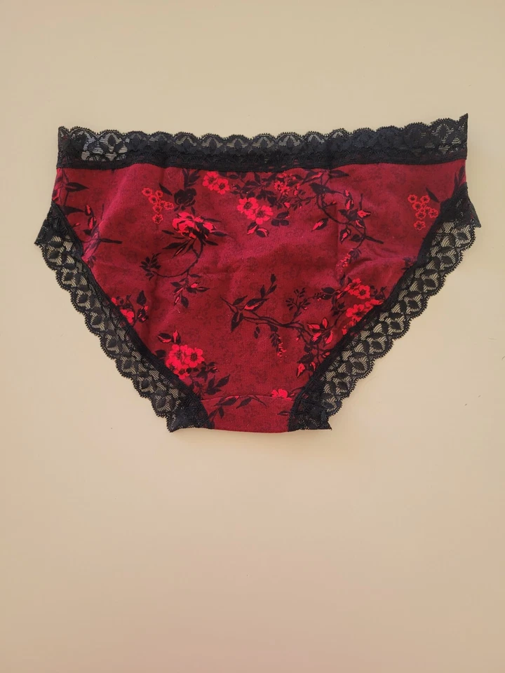 GILLIGAN & O'MALLEY Cheeky Bikini Panty XS X Pequeño 0 2 Rojo Negro Encaje Escuela Foto 2 de 2
