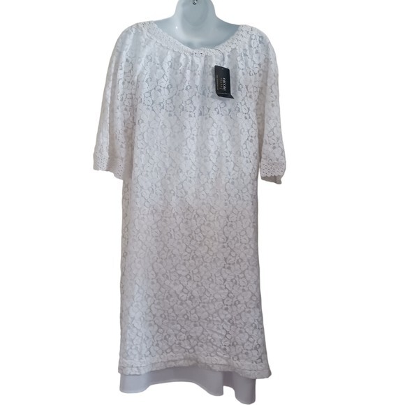 Nicole Miller White Lace Dress Mini Size 16 Lined | eBay