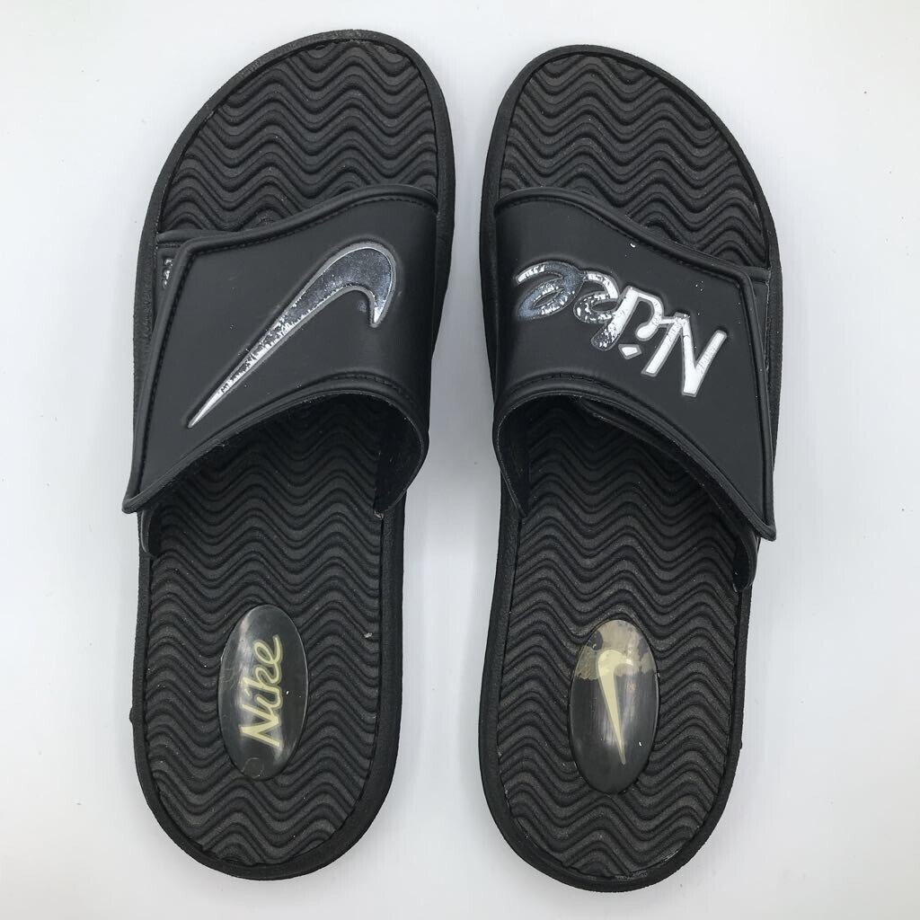 Nike Mens Slide Sandals Black White Adjustable Slip O… Gem