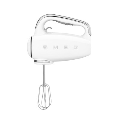 White 50's Retro Style Electric Hand Mixer with Set of Dough Hooks, Set of Be...