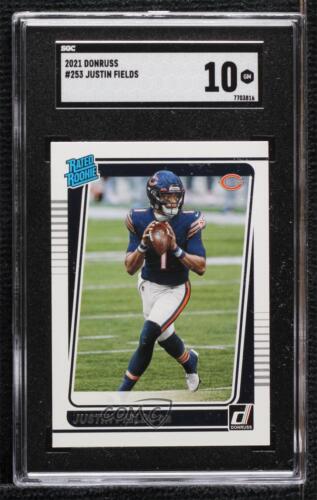 2021 Panini Donruss Rated Rookie Justin Fields #253 SGC 10 GEM Rookie RC - Picture 1 of 3
