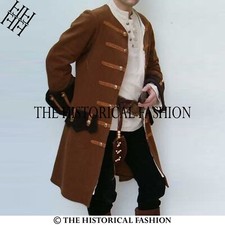 Jack Sparrow Coat Men Wench Frock Coat Brown Wool Pirate Jacket Handmade Coat
