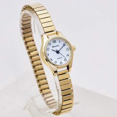 Ravel Damen Petite Goldton Quarz Uhr Erweiterbares Armband #52 R0207.01.2