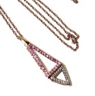 New 925 sterling silver .25ct diamond pink sapphire pendant necklace 2.6g 18" — photo 5