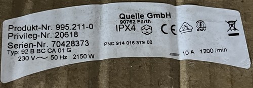 Privileg 92 B BC CA 01 G Waschmaschine Bedienblende 5 kg 451516467 #1206-1 - Bild 9 von 9