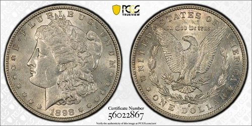 1898-S Morgan Dollar PCGS AU58 - White - Cartwheel Luster Throughout - PQ AU58