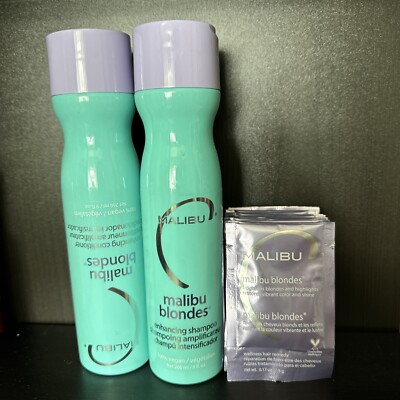 Authentic New Malibu Blondes Shampoo+Conditioner + Brighten 0.17oz (10PACK)