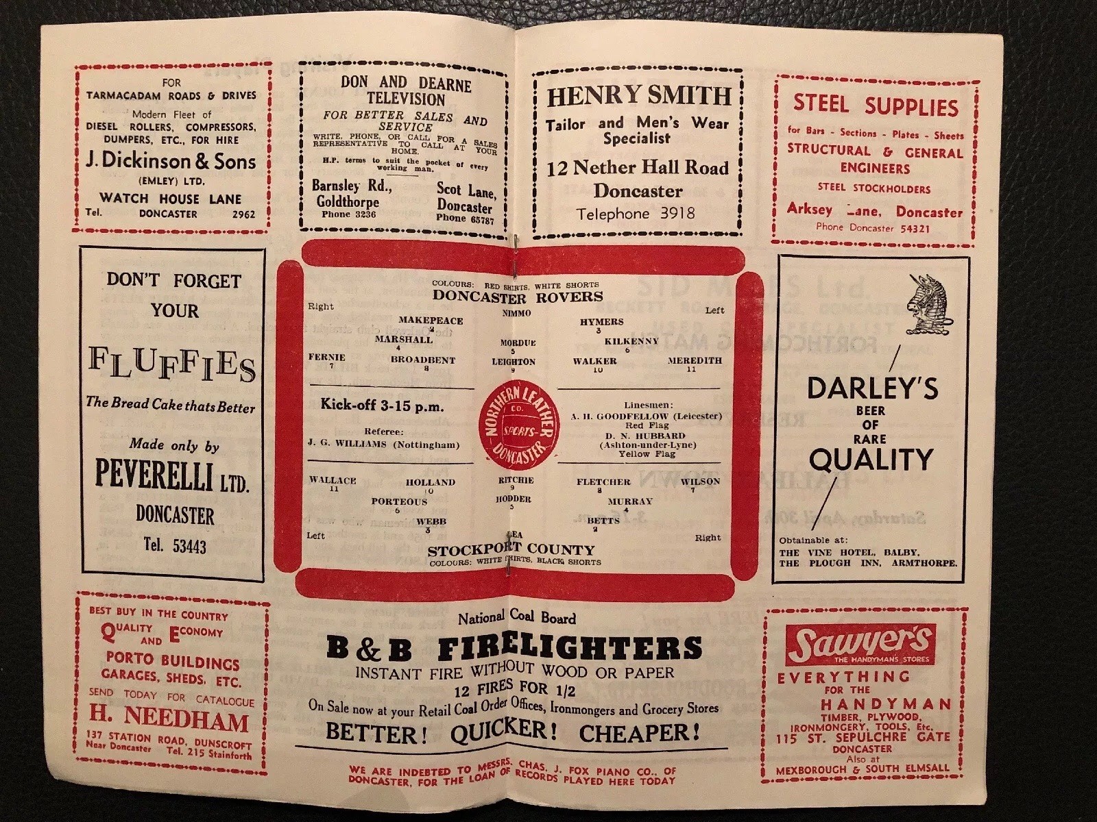 Doncaster Rovers v Stockport County, (Div 4), 23.4.1960. eBay