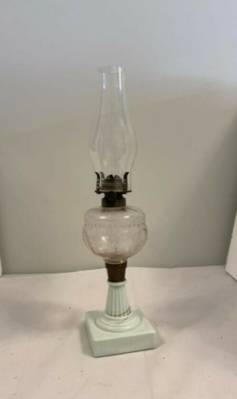 Medium Milk Glass Kerosene Lamp