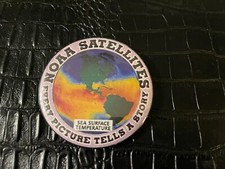 VINTAGE 3" PINBACK BUTTON #D1 - NOAA SATELLITES - EVERY PICTURE