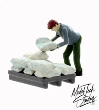 N Scale Sack Stacking worker with stacked sacks comes all Finished 1/160 scale