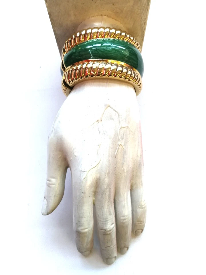 Pulsera Rígida Joyería Mujer Elegante Joya Lujo Moda Accesorios Metal Dorado Foto 3 de 4