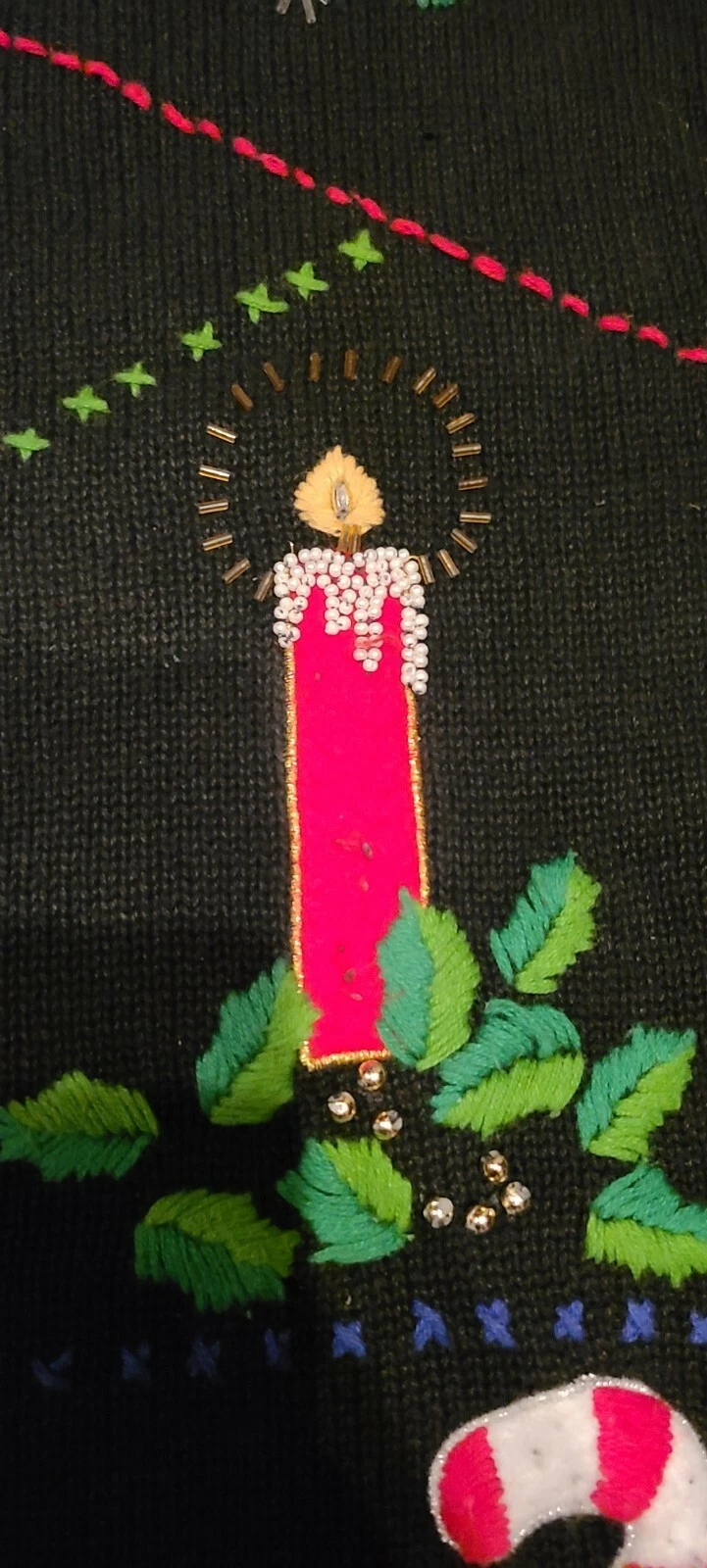 Vintage Ugly Christmas Sweater Sz L Embellished Pullover Festive Party Winner