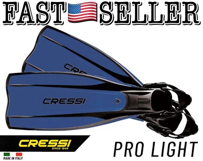 Cressi Pro Light Open Heel Scuba Dive Fins, Small/Medium (Black/Blue) #BG172040