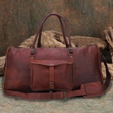 Men's Overnight Luggage Vintage Leather Genuine Duffel Travel New Gym Weekend