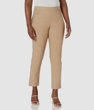  48 Alfred Dunner Women's Beige Classics Allure Pull-On Slim-Leg Pants Size 12