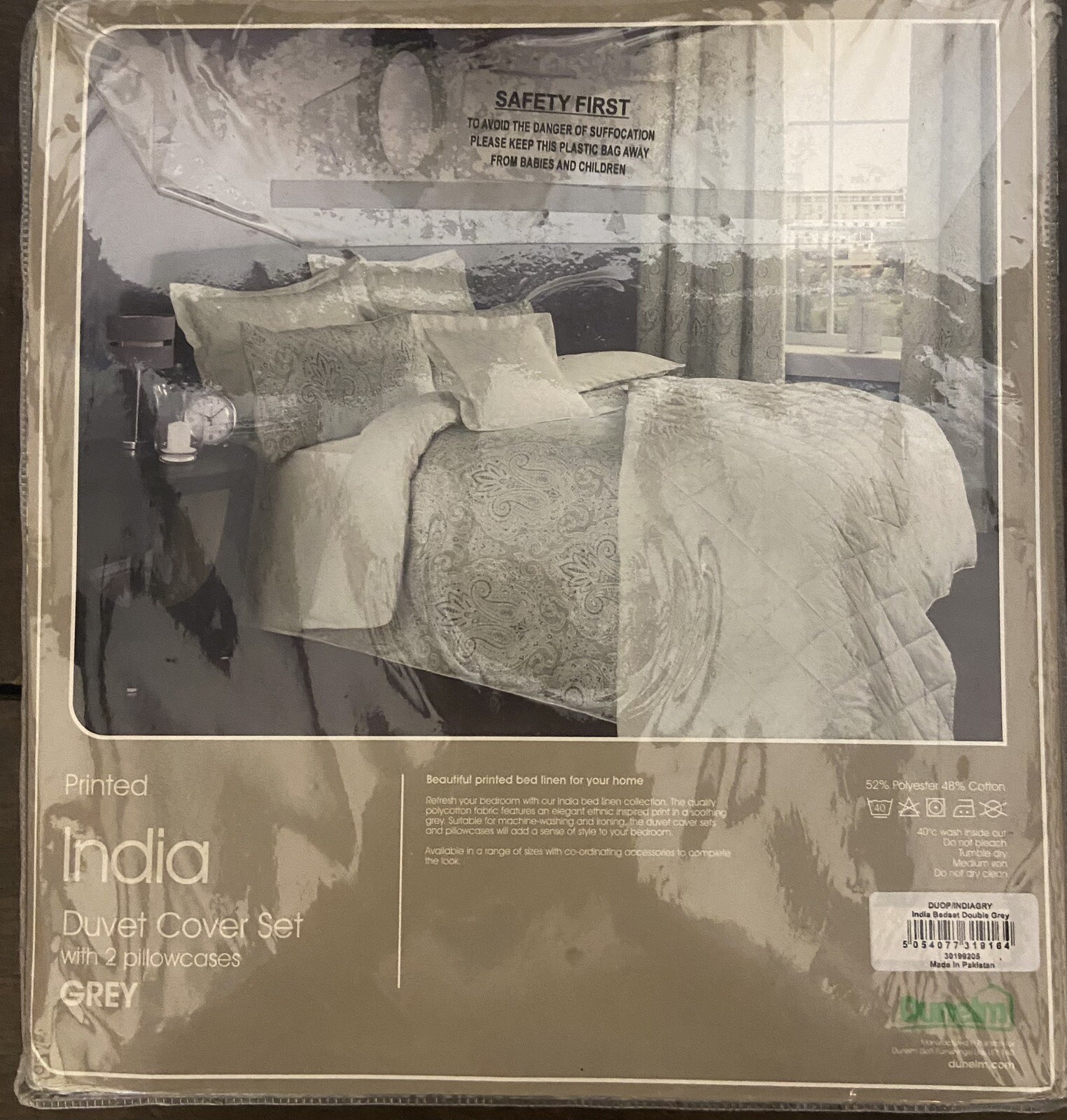 Dunelm Mill Grey/white “India” Reversible Double Duvet Cover Set eBay