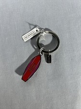New Coach Surfboard Metal Chrome Red  Fuschia Stripes Keychain Keyring Fob