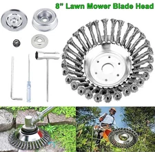 New 8 Inch Steel Wire Wheel Brush Grass Trimmer Head Weed With Adapter Kit