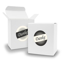 Itenga Set Gastgeschenk Danke 24X Geschenkbox Quader + Sticker Vintage Motiv36
