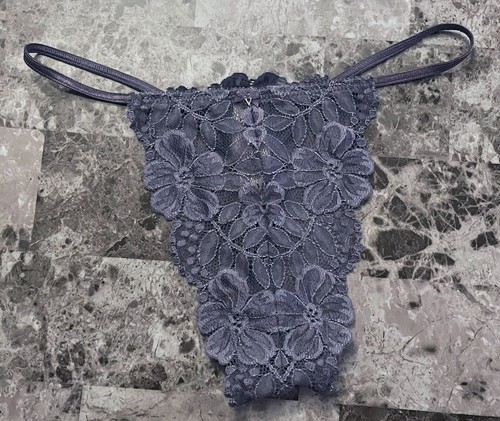 Nuovo Con Etichetta! Perizoma Victoria's Secret Blu Con Ricamo Conchiglia