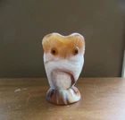 2 - Vintage Imperial Slag Glass Caramel Owl Creamer 3 1/2" & Blue Milk Glass one