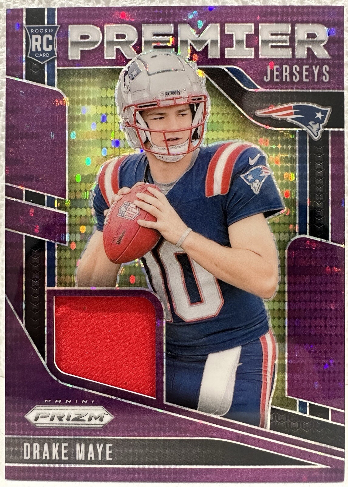 2024 Panini Prizm DRAKE MAYE RC Purple Pulsar Premier Jerseys Rookie NE PATRIOTS